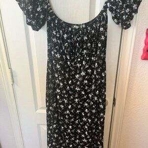 Missguided Black and White Floral Midi Dress